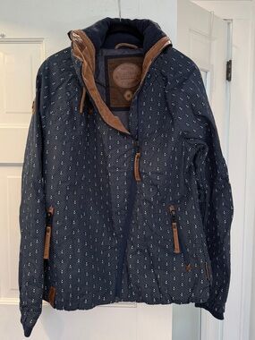 Naketano Navy Anchor Jacket with Brown corduroy and fleece trim